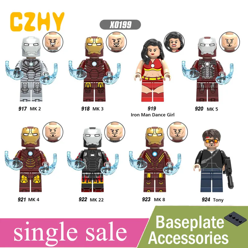 

Iron Man Mark Super Hero Figure Ironman Dance Girl mark MK 2 3 8 5 22 4 Tony Model Building Blocks X0199 minifigured legoe Toys