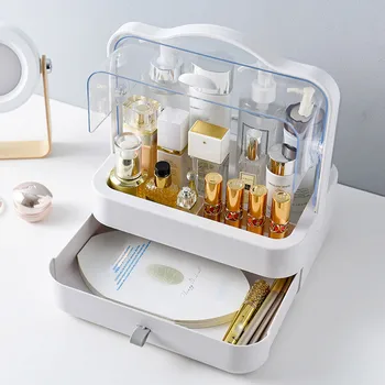 

New Creative plastic Dust-Proof Desktop Drawer Dresser Rack Portable Cosmetic Waterproof Storage Box Transparent cosmetic rack