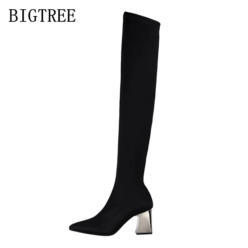 

bigtree shoes woman over the knee boots women shoes botines mujer black high heel boots over knee boots womens fetish high heels