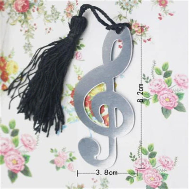 

1 pc New Hollow Musical Notes Bookmarks Metal With Mini Greeting Cards Tassels Pendant Gifts Wedding Favors With Retail Box