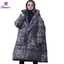 Хлопковое теплое зимнее пальто женская одежда новая уличная леопардовая парка больших размеров пальто свободная Толстая теплая куртка
