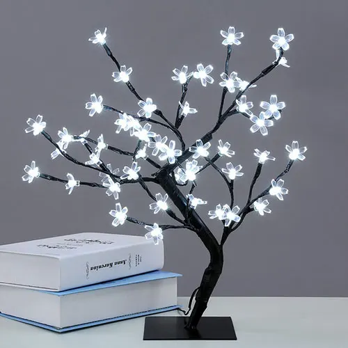 Светодиодный светильник Luminarias, ветви вишневого дерева, ночные светильники, праздничное освещение, настольные лампы для спальни, вечерние, свадебные, для дома - Испускаемый цвет: Cherry Blossom-White