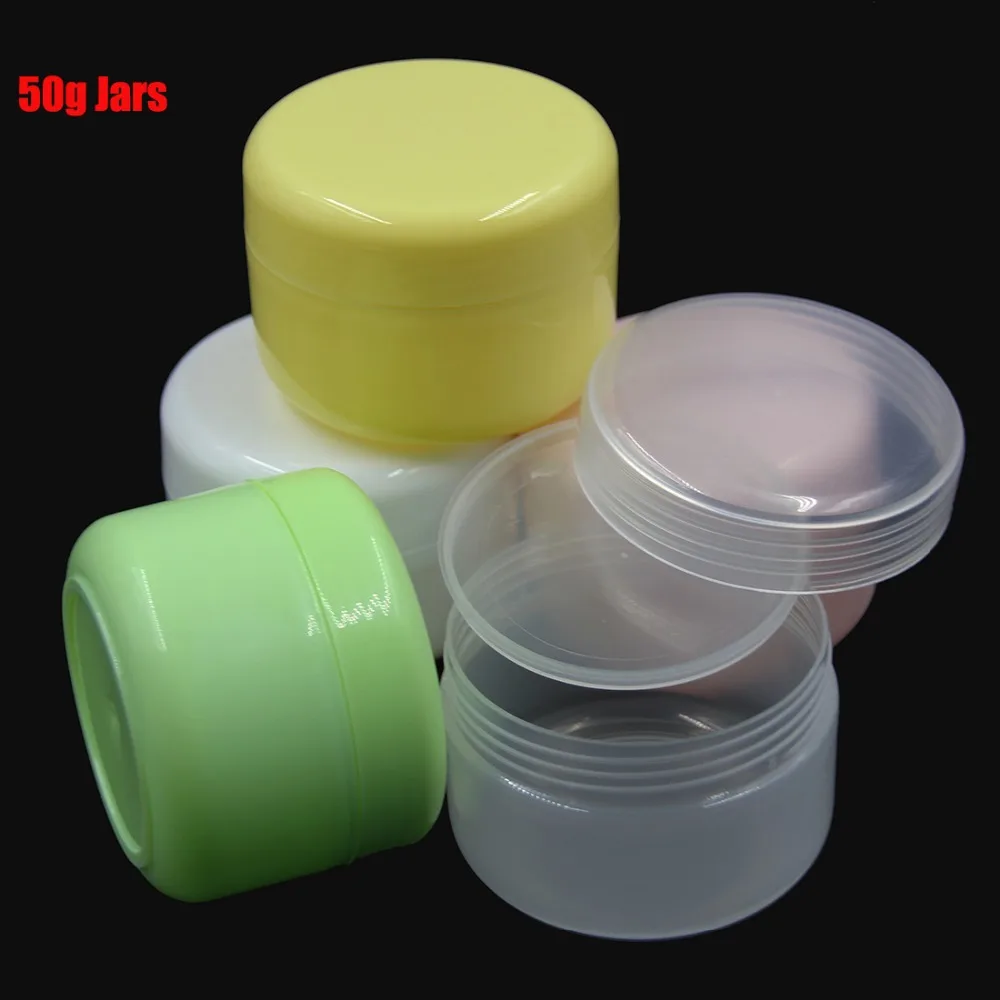 24pcs 50ml Empty Plastic Jar White Pink Cosmetic Jars with Lids for