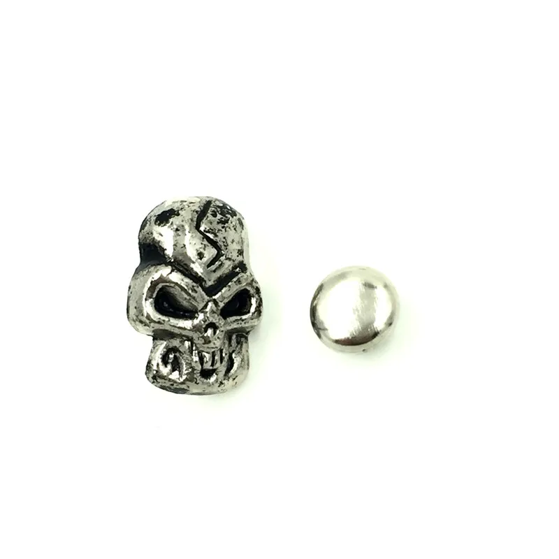 

50Sets Antique Silver Tone Punk Skull Halloween Spike Studs Spots Garment Rivets Crafts Making 15x10mm