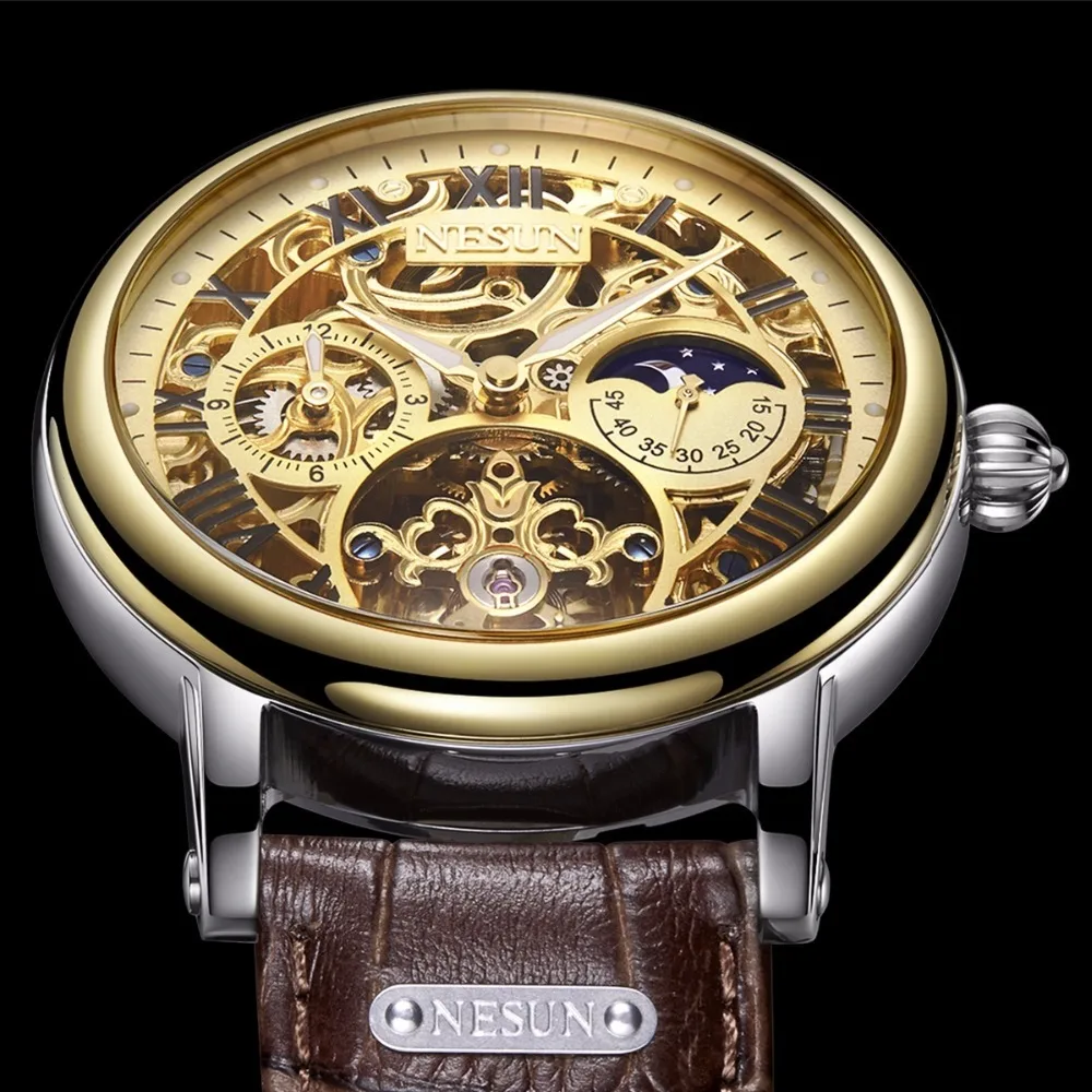 

NESUN Men's Watch Luxury Brand Automatic Mechanical Watches Men relogio masculino Multi-functional Dial Skeleton clock N9097-3