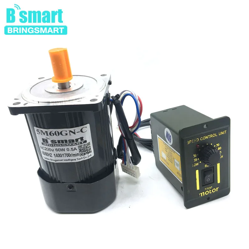 Bringsmart 5M60GN-CC 220V 60 Вт моторный накопитель переменного тока небольшого машинного оборудования высокого Скорость производительный электромотор переменного тока Регулируемый Скорость мотор