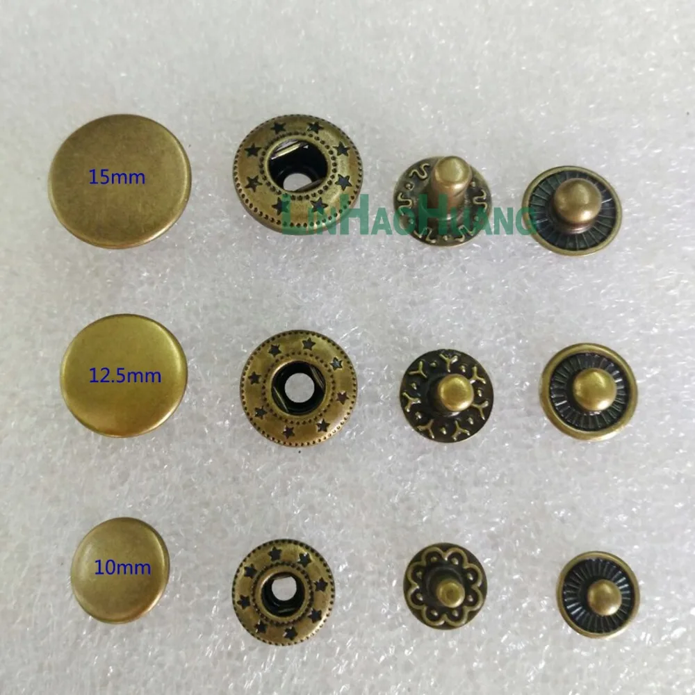Wholesale 100pcs/lot 4 part brass metal button spring snap button snap