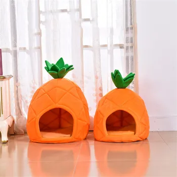 

Pet Creative Cute Pineapple Shaped Dog Cat House Sleep Basket Cats Puppy Dogs Bed Foldable Kennel Sofa Kennel Cave Supplies