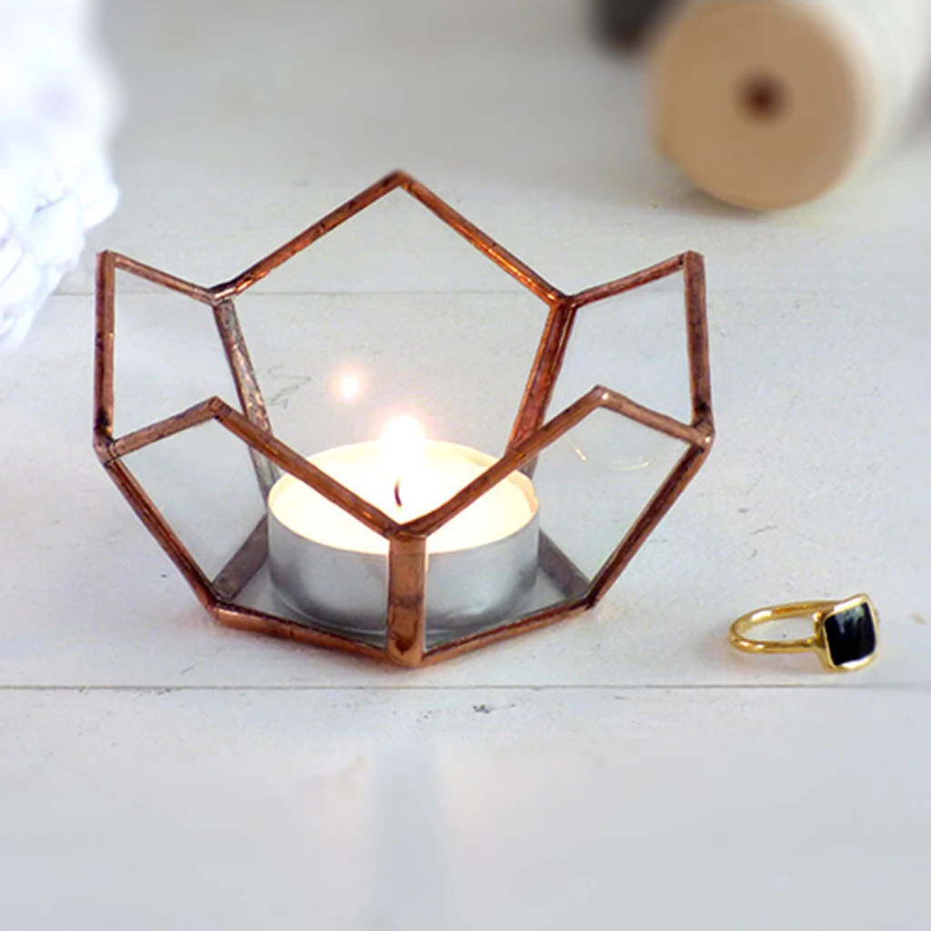 2/set Open Glass Geometric Terrarium Tabletop Succulent Plants Container Candle Holder