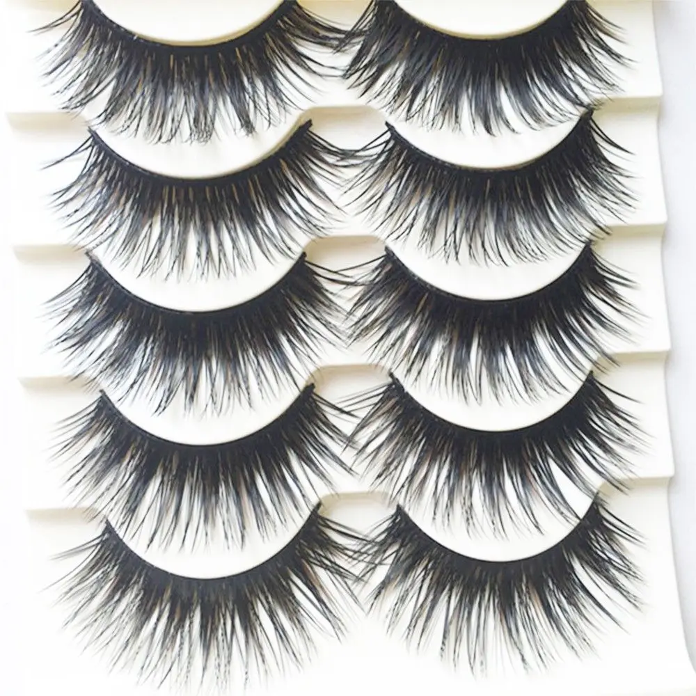 

5 Pairs Handmade Black Voluminous False Eyelashes Makeup Very Thick Long Fake Eye Lashes Women Cosmetic Beauty Extension Tools