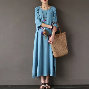 

Summer Dress 2016 Fashion Women Print Vintage Dress Cotton Maxi Dress Plus Size Vestidos Robes Femme Dresses