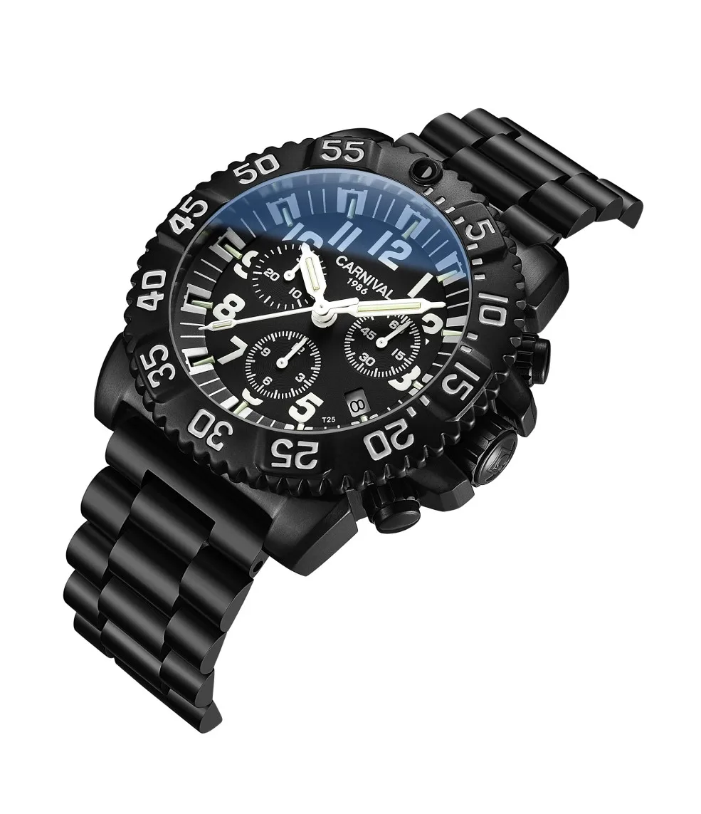 Высококлассные мужские военные часы Топ бренд карнавал Профессиональный Тритий Светящиеся Часы мужские календарь Водонепроницаемый Relogio masculino