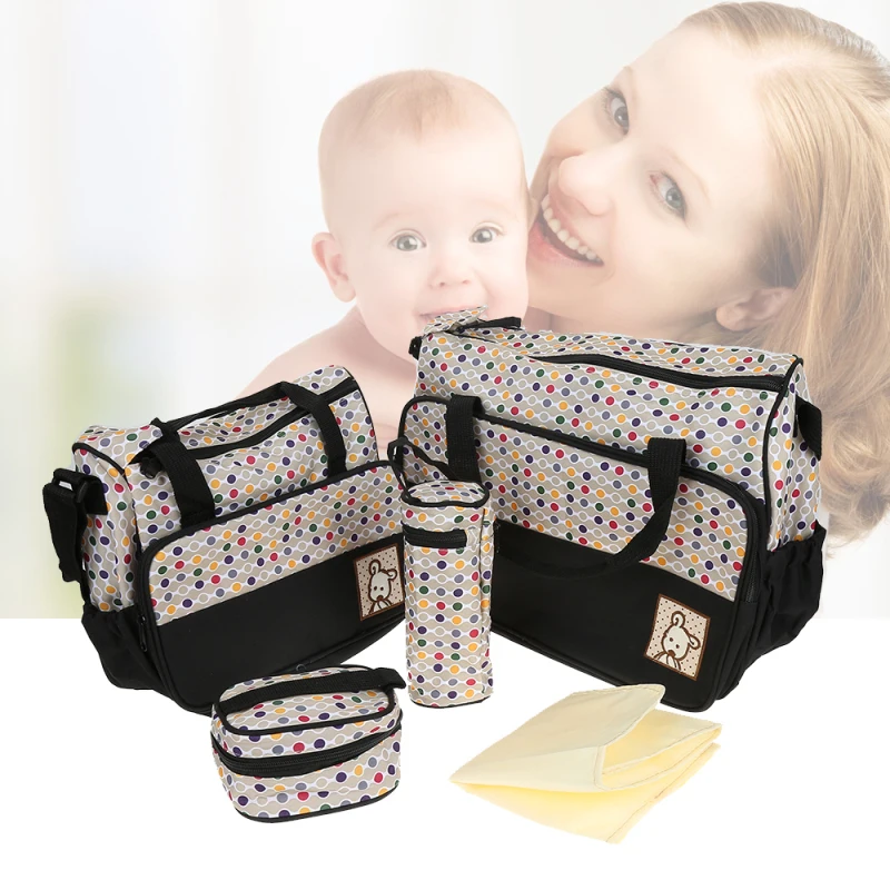 39*28.5*17CM 5pcs Baby Diaper Bag Suits For Mom Baby Bottle Holder