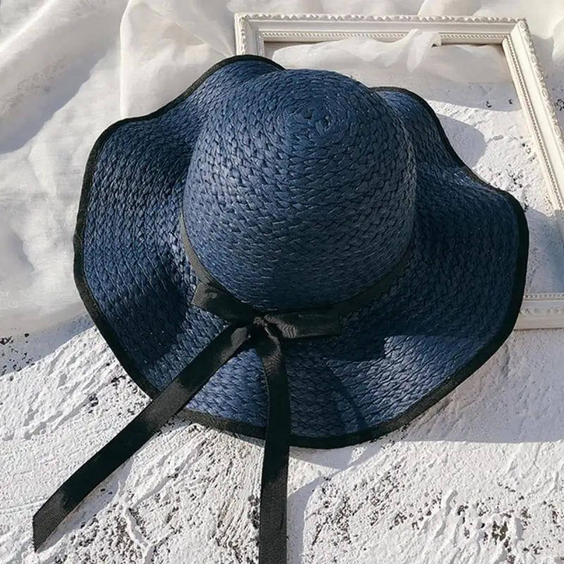 الصيف اليدوية قبعات من القش للنساء القوس الملونة النسيج قبعة الشمس واسعة حافة الأشعة فوق البنفسجية حماية الشاطئ قبعات سيدة عارضة واقية من ال...