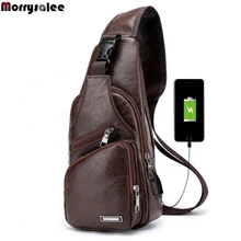 Men’s Crossbody Bags Men’s USB Chest Bag Designer Messenger bag Leather Shoulder Bags Diagonal Package 2018 new Back Pack Travel
