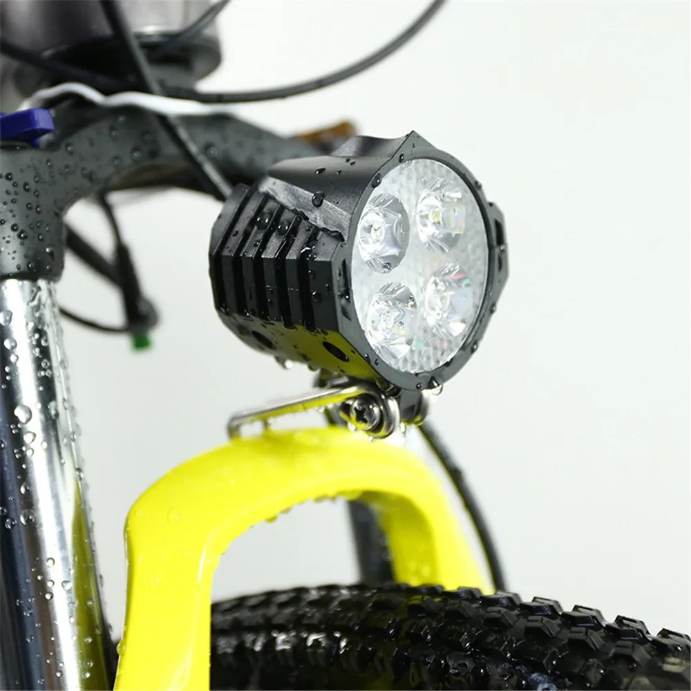 

12W 36V 48V 72V 80V eBike Light Scooter Lamp Electric Bicycle 4 LED Front Headlight with Horn