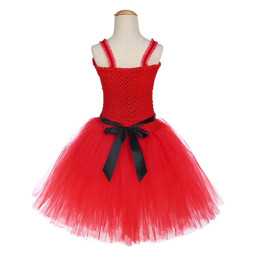 Girls Christmas Santa Winter Dress with Feather and Sashes Handmade Red Puffy Dress for Kids Birthday Tutu Party Dress Clothes (4)