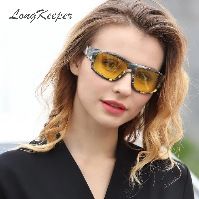 LongKeeper новые модные HD поляризованные солнцезащитные очки Для мужчин Ночное видение защитные очки, подходят для вождения, солнцезащитные очки с антибликовым покрытием UV400 желтые линзы Gafas