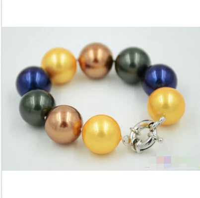 

P4718 8" 20mm black coffee blue golden round SOUTH SEA SHELL PEARL BRACELET @^Noble style Natural Fine jewe SHIPPING new >>free