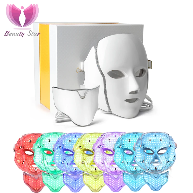 

Beauty Star 7 Color LED Facial Neck Mask Micro-current LED Photon Mask Remove Wrinkle Acne Skin Rejuvenation Face Beauty Machine