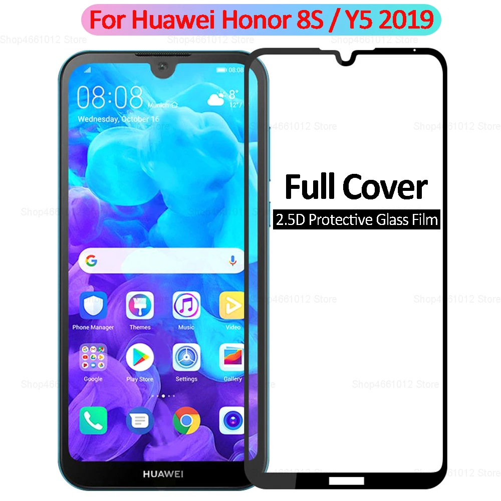 Защитное стекло для huawei Y5 2019 защита экрана закаленное на Honor 8s полное покрытие