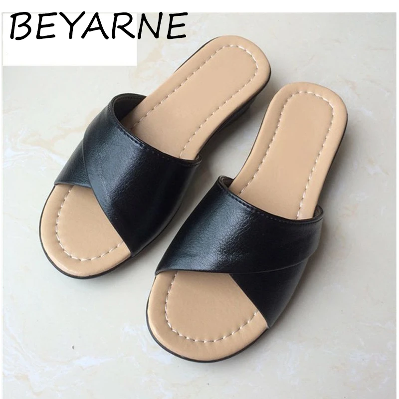 BEYARNE Summer fashion mother Shoes Women Soft slippers large size elderly ladies comfortable sandalsE261|Slippers| - AliExpress