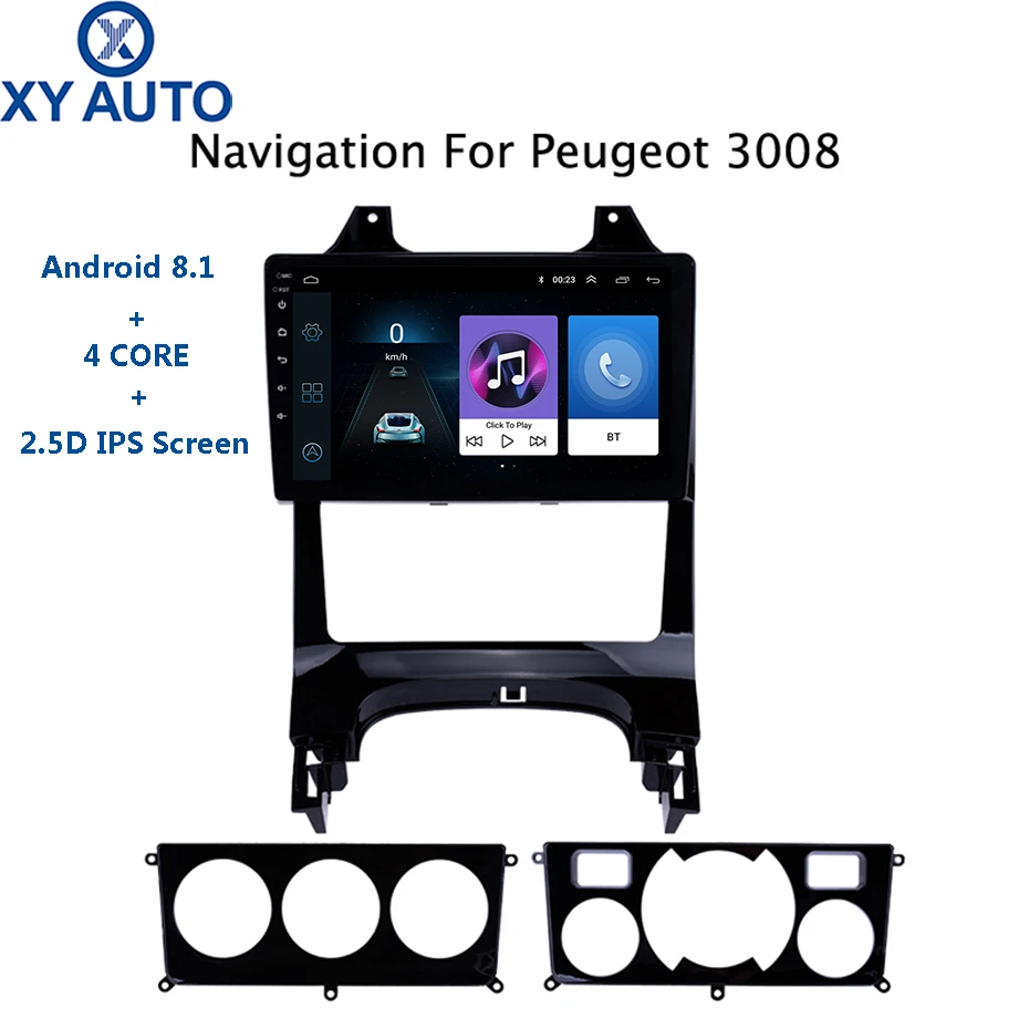 

9 inch 2.5D IPS Tempered HD multi-touch screen Android 8.1 NAVI for Peugeot 3008 2009-2015 with Bluetooth USB WIFI support SWC