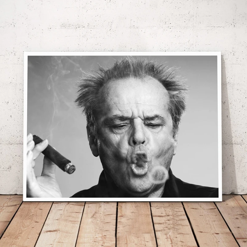 Jack Nicholson Cigar Poster Wall Art Print Picture Black and white Canvas Painting for Living Room Modern Home Decoration