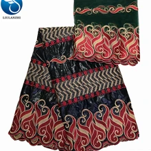 LIULANZHI soft embroidery bazin riche african white laces fabric brocade cotton fabric 7yards/lot with beads ML39B29