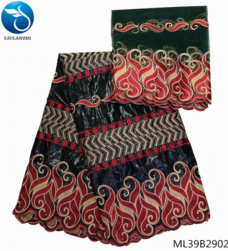 

LIULANZHI soft embroidery bazin riche african white laces fabric brocade cotton fabric 7yards/lot 2019 with beads ML39B29
