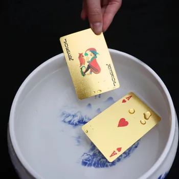 

Waterproof Cards Game GYH Deck Gold Foil Poker Euros Style Plastic Poker Playing Cards Gambling Board