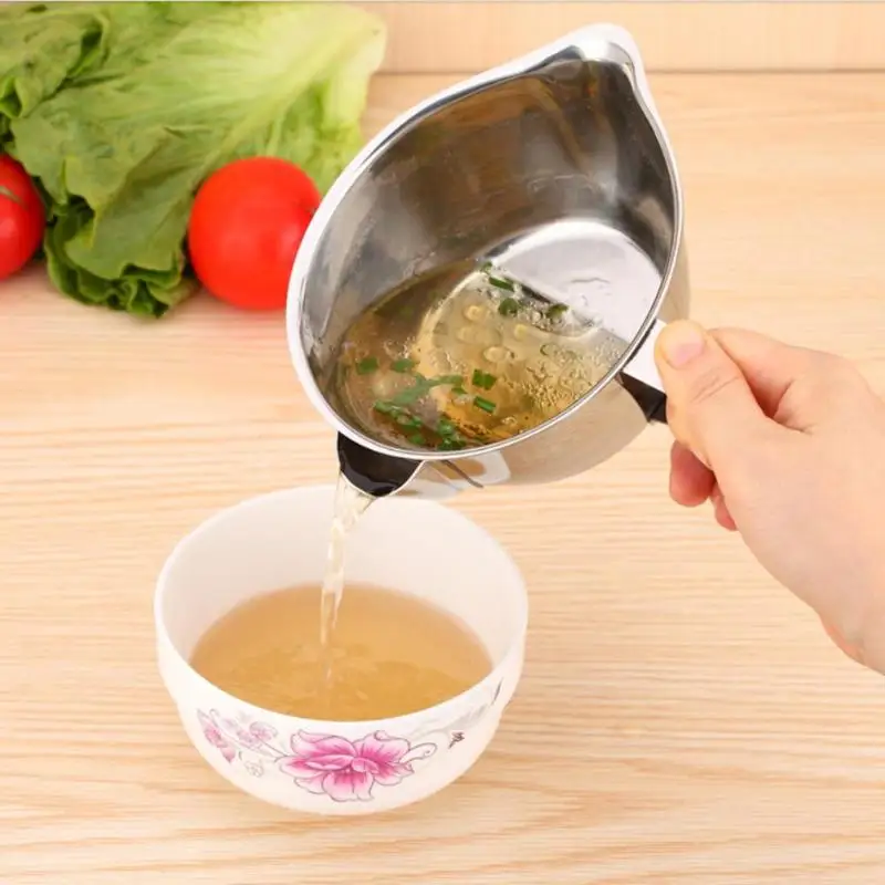 

304 Stainless Steel Gravy Oil Soup Fat Separator Grease Filter Strainer Pot