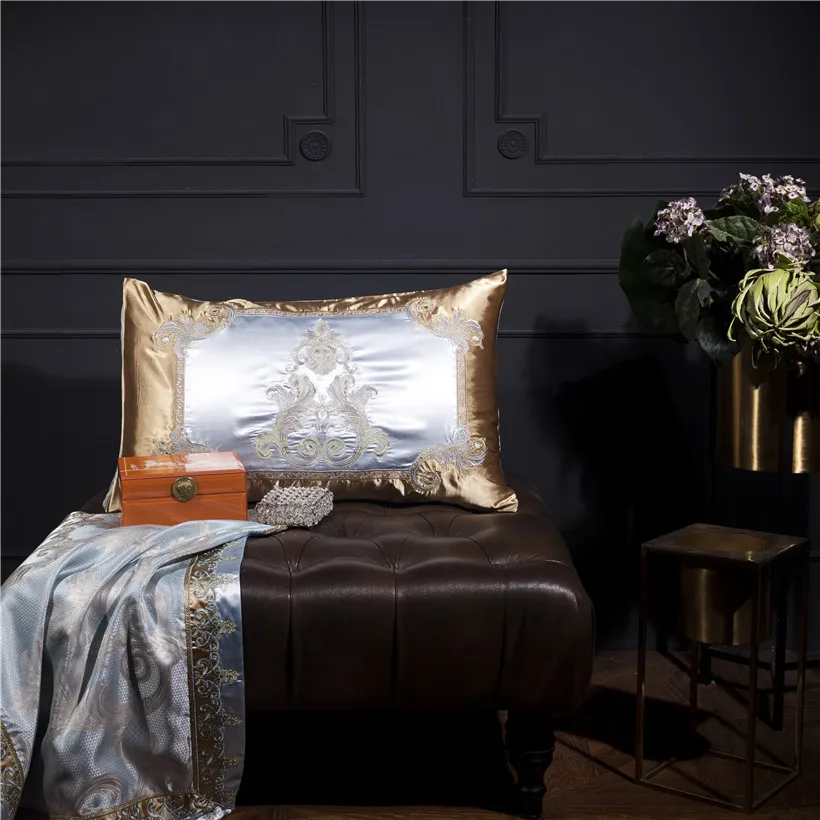 Waliicorners Luxury Bedding set Blue Queen King size Bed set Wedding Duvet cover Bed/Flat sheet Bed spread linge de lit ropa/juego de cama 11 IMG_9706