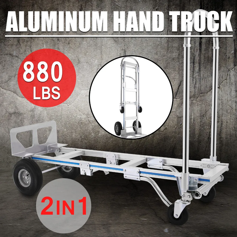 2 в 1 алюминиевая грузовая тележка/тележка и тележка большой емкости 880lb
