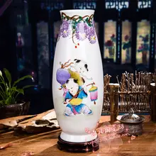 Jingdezhen ceramic vase pastel porcelain ornaments boy characters living room decoration Home Furnishing gift the opening of jingdezhen high grade gift inscription hand painted ceramic vase decoration decoration design home furnishing liv