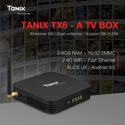 Tanix TX6-A Smart ТВ Box Android 9,0 Allwinner H6 двойной антенны USB3.0 USB2.0 4G + 32G 2G + 16G Декодер каналов кабельного телевидения 2,4G Wi-Fi 6 K H.265 BT5.0