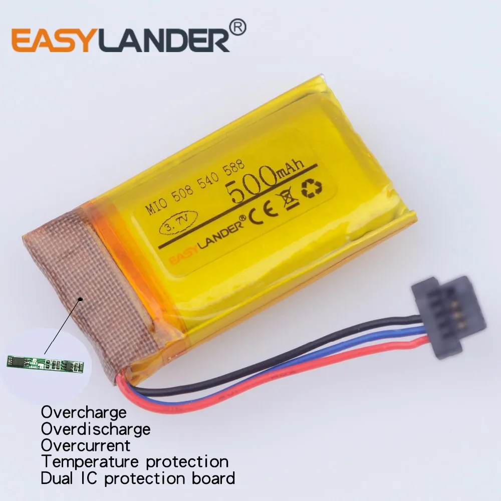 3.7v 500mAh Rechargeable li Polymer battery For DVR GPS MP3 MP4 MIO