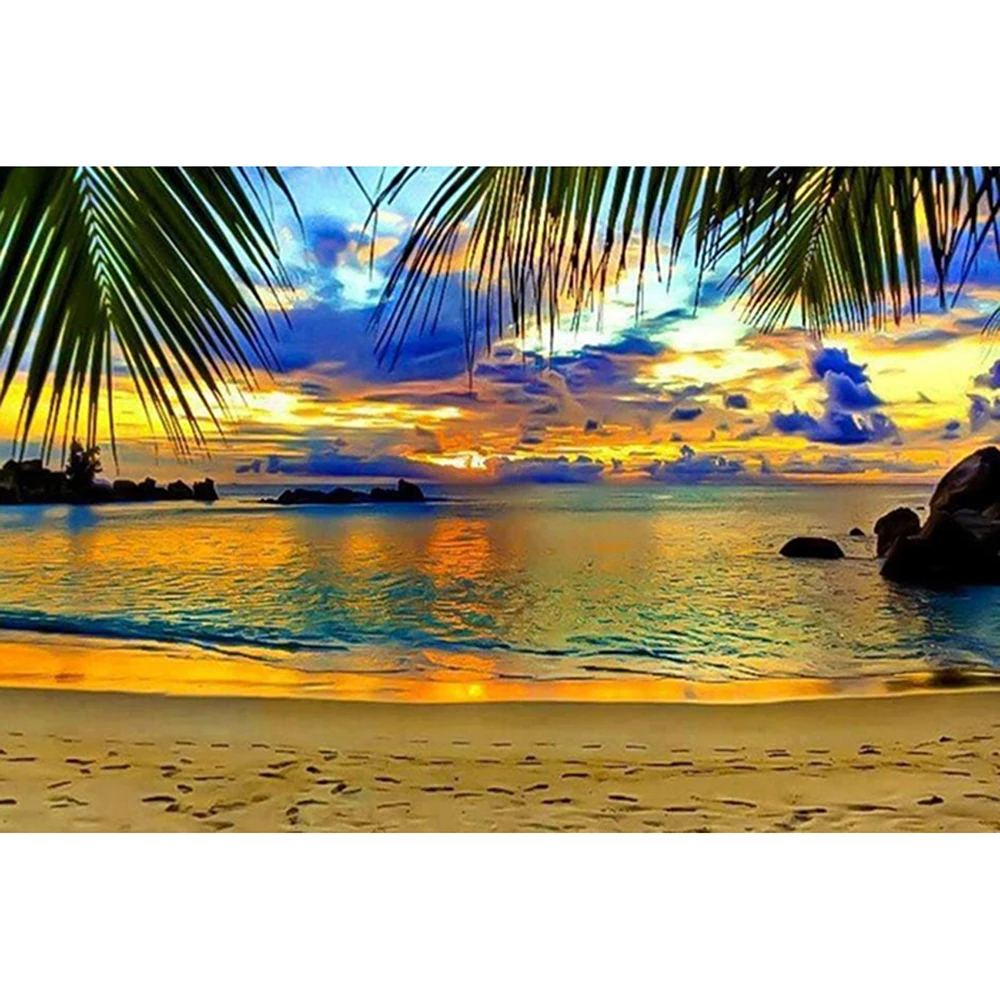 

5D DIY full square diamond painting mosaic "Sunset by the sea" diamond rhinestone embroidery cross stitch home decoration gift