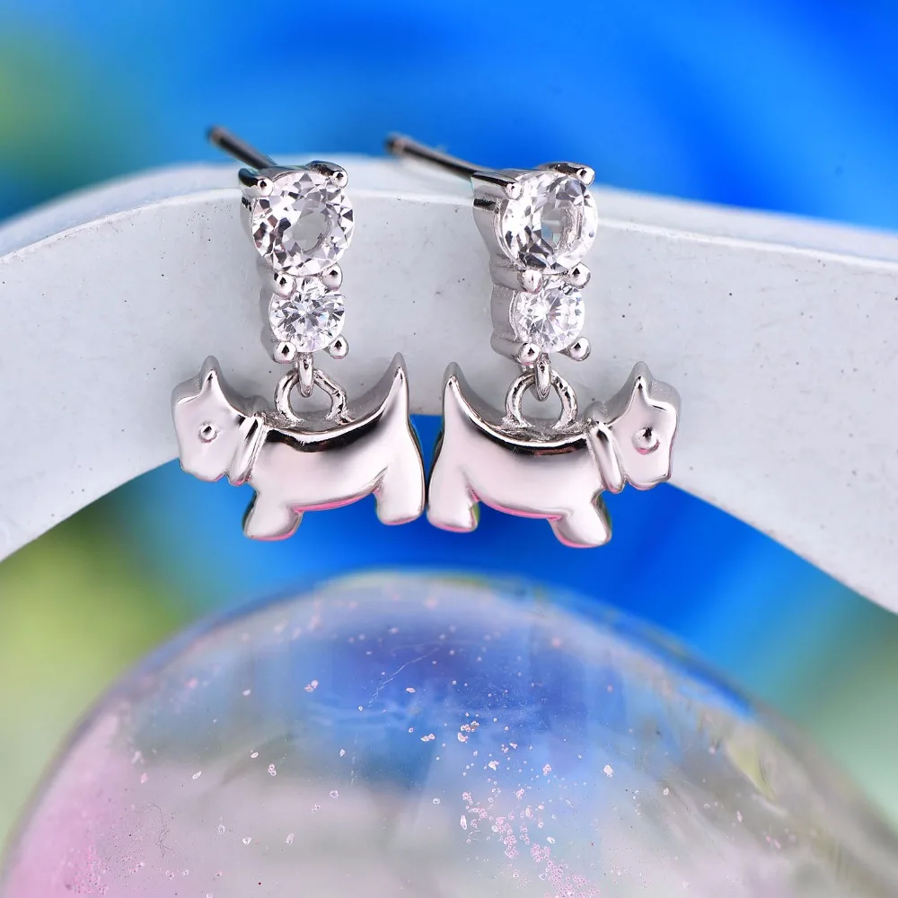 YL Topaz Animal 925 Sterling Silver Drop Earrings for Women Long