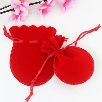 

New 100 pcs/lot Pretty 8*10cm Velvet Bag Drawstring Pouch 5 colors Calabash Shape Jewelry Packing Wedding/Christmas Gift Bag