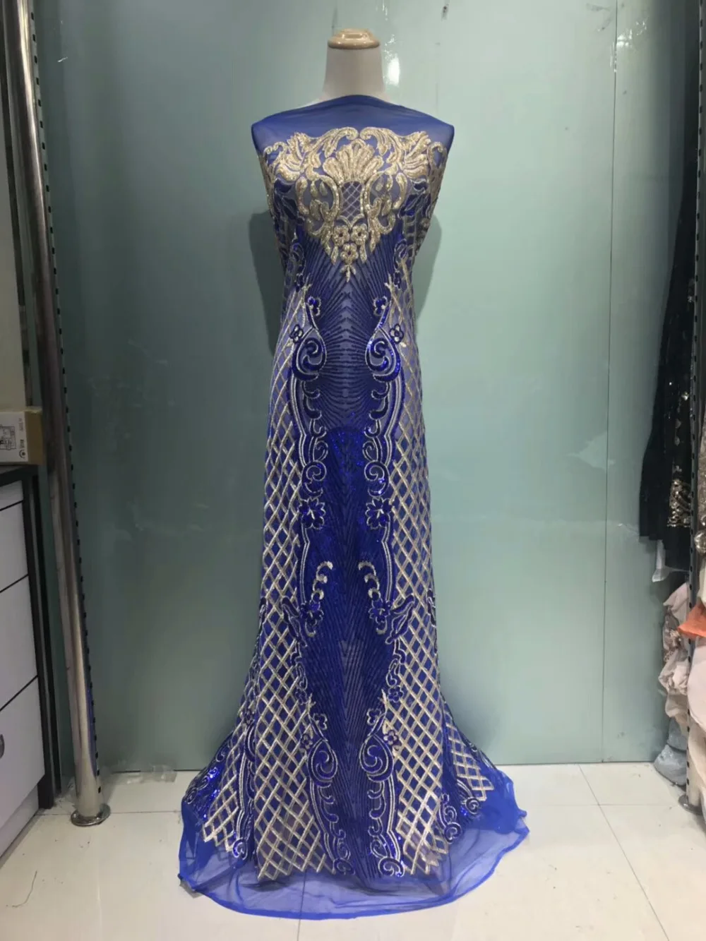 

shining style high grade net tulle lace fabric with sequins nice look african sequins lace fabric for women dress JLm163