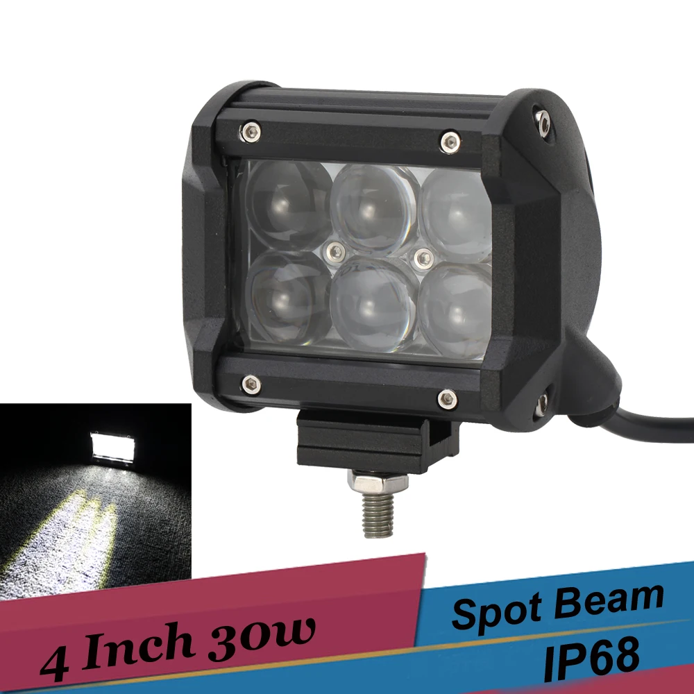 4'' LED Work Light 30w 3000lm Spot Flood Off Road Car Driving Lamp