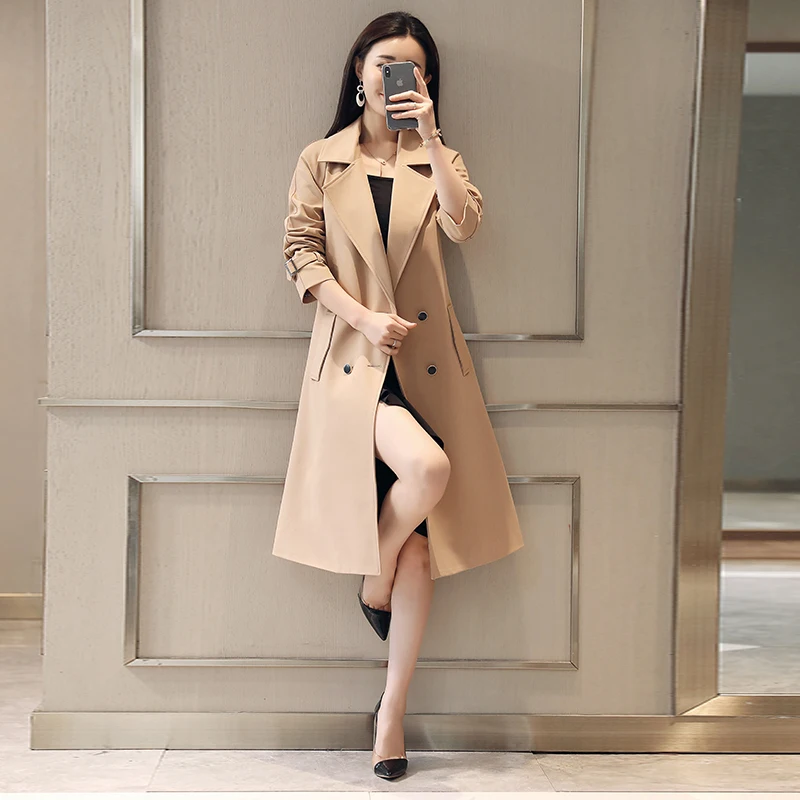 Tranchée Black coat orange De purple Décontracté Femelle wine 2019 Breasted Lâche Survêtement navy Pink Femme Red Double Trench khaki Classique Entreprise Longue Marque Nouvelle Blue blue Printemps Haute Couture Yyb6f7gv