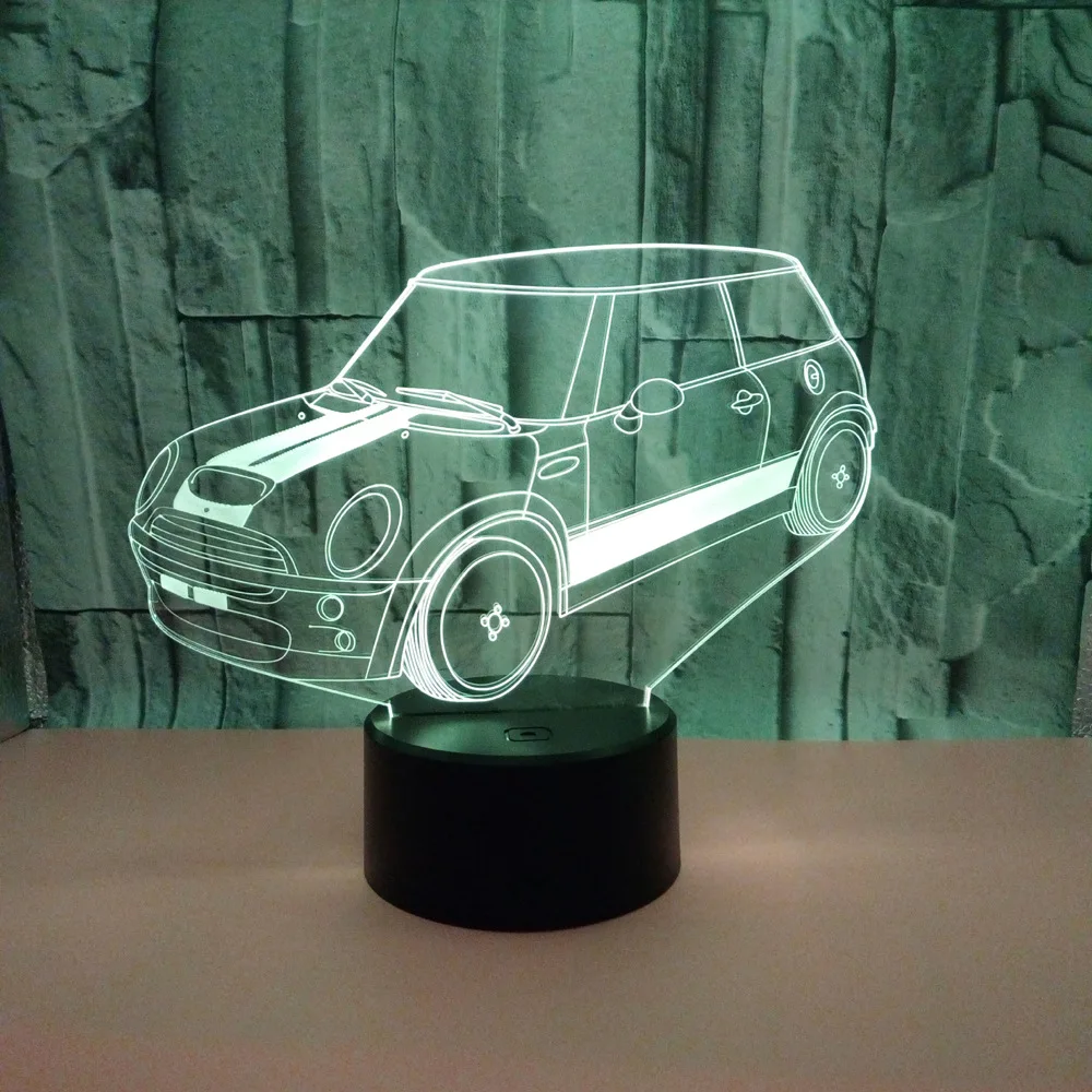 Спальня автомобиль маленький 3d ночник красочный сенсорный пульт дистанционного