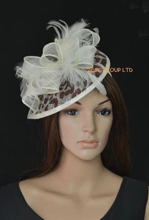 2017 New Cream Brown Leopard Print Feather Sinamay Fascinator Hat 2017 New Cream Brown Leopard Print Feather Sinamay Fascinator Hat For Wedding Ascot Races