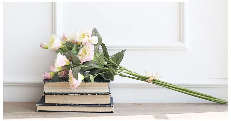 5 шт. Европейский искусственный цветок 3 головы поддельные Eustoma филиал Gradiflorus Lisianthus Слик Цветы Свадебный Домашний Декоративный букет