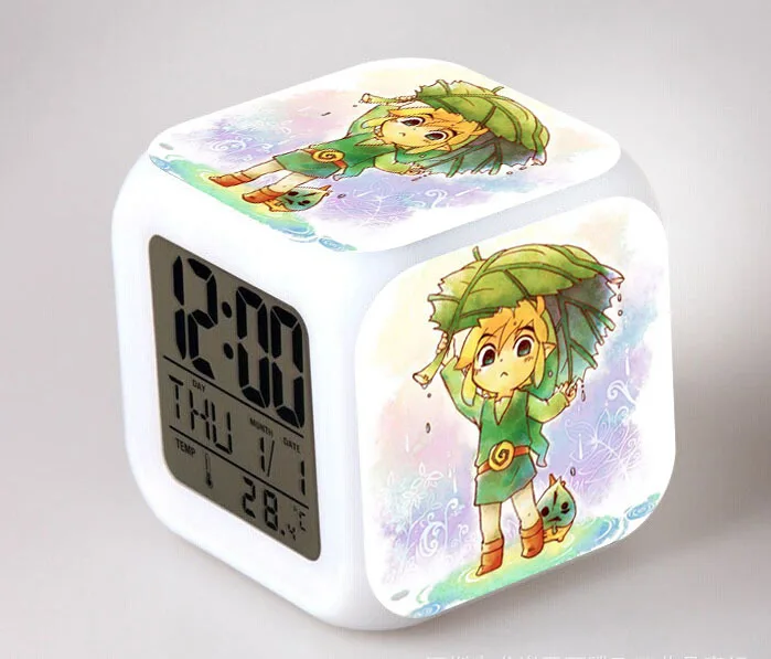 3d игра Legend of Zelda будильники, детский подарок на день рождения Многофункциональные цифровые будильники, Светящиеся светодиодный Будильник с изменением цвета - Цвет: Светло-зеленый