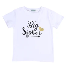 2017 New Cute Fashion Toddler Kids Baby Clothes Big Sister Short Sleeve Cotton T-shirt Tops 2-7Y Child T-Shirts Casual Clothing