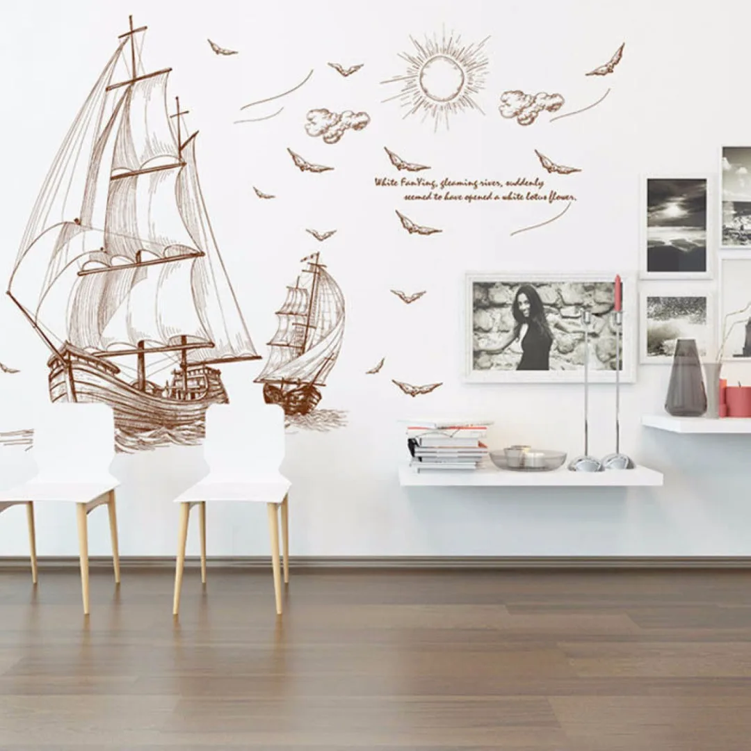 1pc Removable Pirate Ship Sailing Wall Sticker Vinyl PVC Decal DIY Art Home Decor
