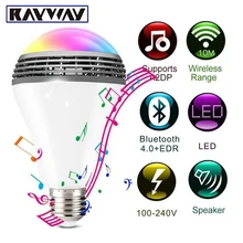 Smart RGB Bulb Bluetooth 4.0 Audio Speakers Lamp Dimmable E27 LED Wireless Music Bulb Light Color Changing via WiFi App Control